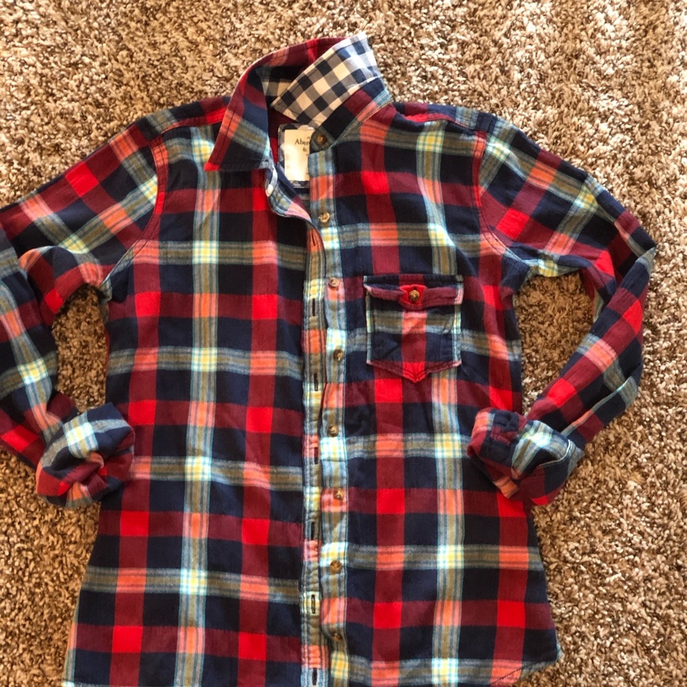 Flannel plain A&F button down shirt size XS